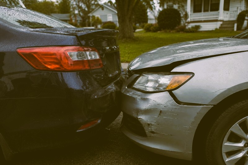 Two cars involved in a fender bender